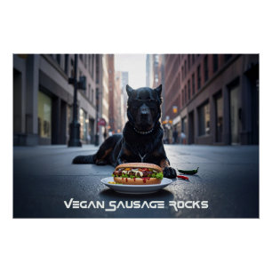 POSTER ROCHERS DE SAUCISSE VÉGANE - AMUSANT