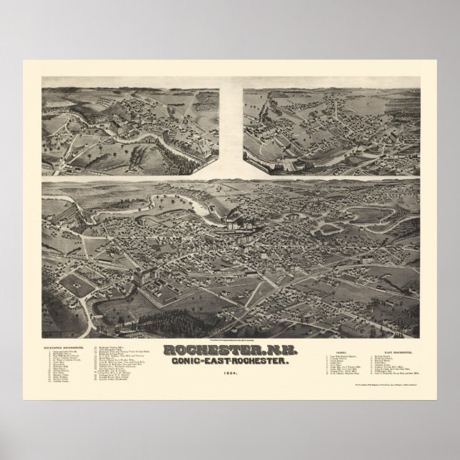 Poster Rochester, NH Panoramic Map - 1884 (Devant)