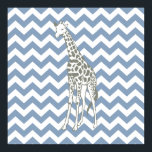 Poster Rock Blue Safari Chevron avec Pop Art Giraffe<br><div class="desc">Mod Chevron motif dans la palette de couleurs Safari Moods d'Emporio Moffa,  avec la girafe pop art sur un côté.</div>