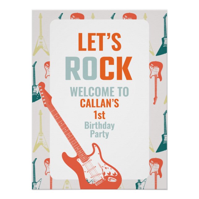 Poster Rock n Roll Rockstar 1er anniversaire Bienvenue (Devant)