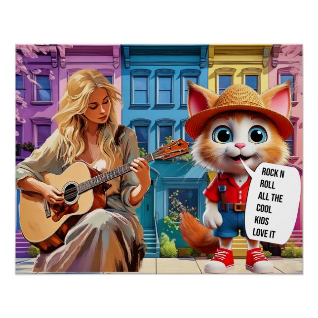 Poster Rock n roll tous les enfants cool l'adorent (Devant)