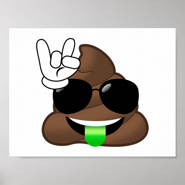 Poster Rock On Poop Emoji (Devant)