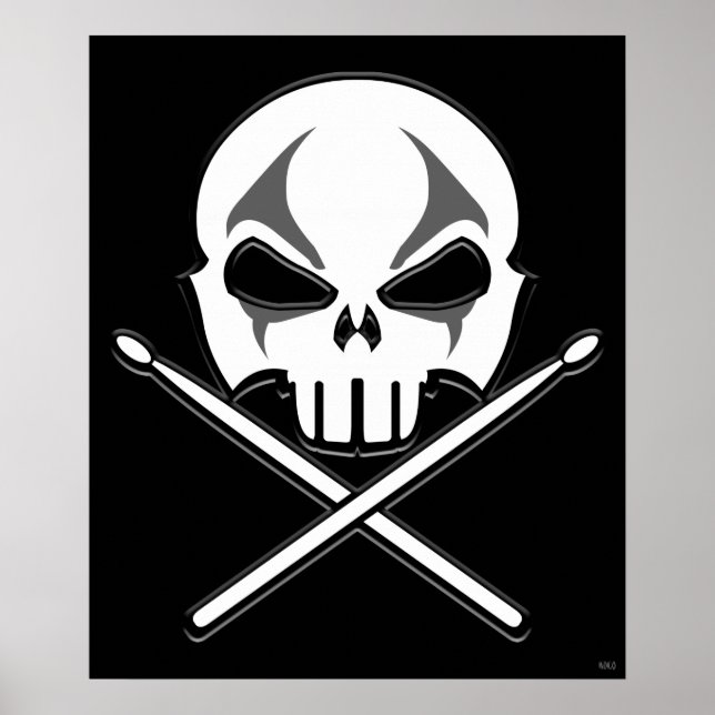 Poster Rock & Roll Poster Drummer en métal lourd S (Devant)