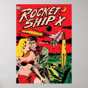 Poster Rocket Ship X Vintage Sci Fi Comic Book Cover
