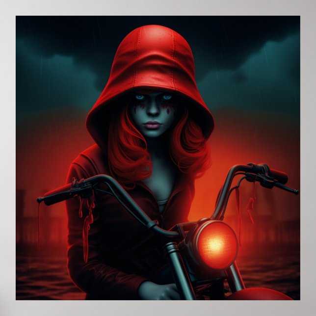 Poster rockeuse aux chapeau rouge (Devant)