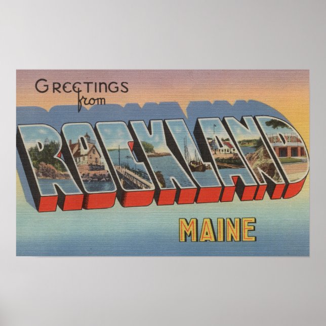 Poster Rockland, Maine - Scènes de grandes lettres (Devant)