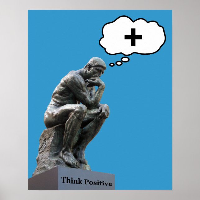 Poster Rodin's Thinker Statue - Penser positif (Devant)