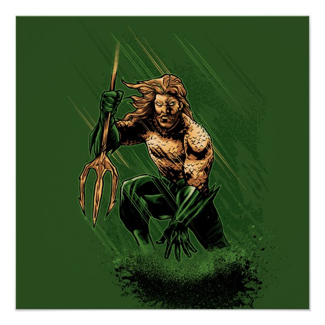 Poster Roi des Océans Guerrier Trident Art Dynamique de B (Devant)