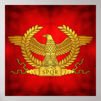 Poster Roman Golden Eagle on Red