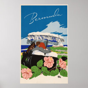 Poster Romantique Bermudes retro voyage vintage et