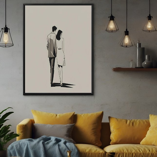 Poster Romantique Couple minimaliste Ligne Art (Créateur téléchargé)