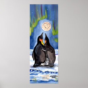 Poster romantique de la famille Penguin Aurora Moo