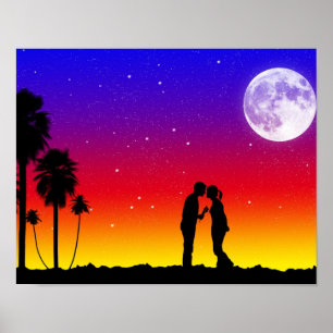 Poster romantique du coucher de soleil