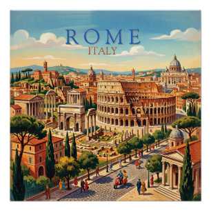 Poster Rome Italie Colisée Voyage Art Vintage