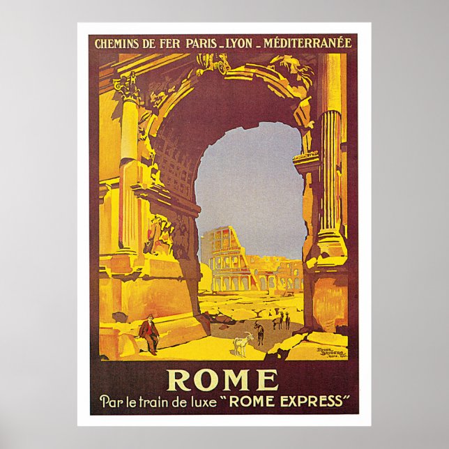 Poster Rome, Italie "Express de Rome" Vintage voyage (Devant)