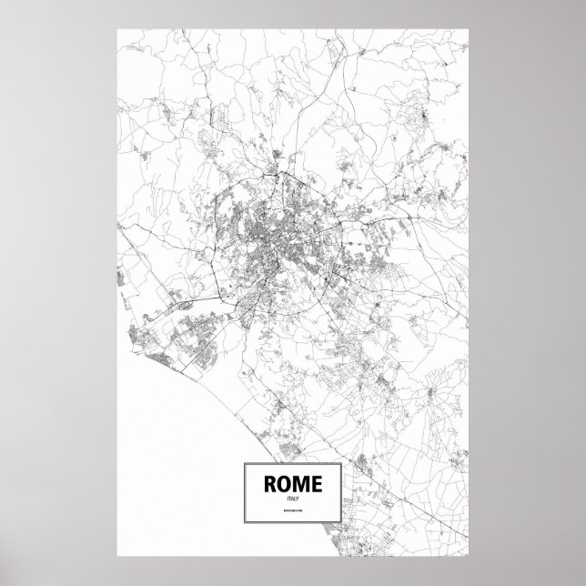 Poster Rome, Italie (noir sur blanc) (Devant)