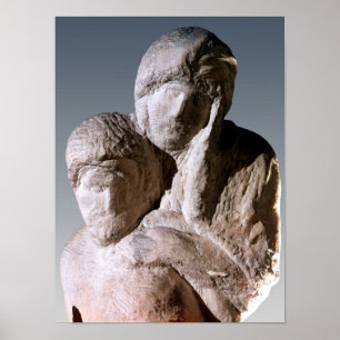 Poster Rondanini Pieta, détail des têtes du Christ