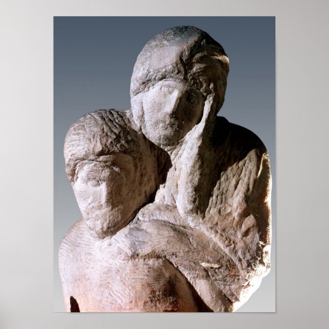 Poster Rondanini Pieta, détail des têtes du Christ (Devant)