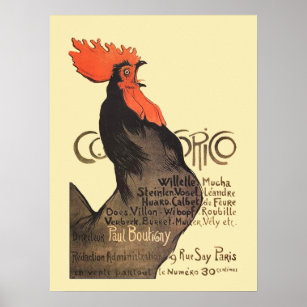 Poster Rooster Steinlen Cocorico