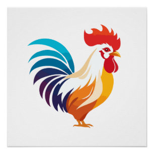 Poster Rooster Vector Art Animal Moderne Urbain Graphique