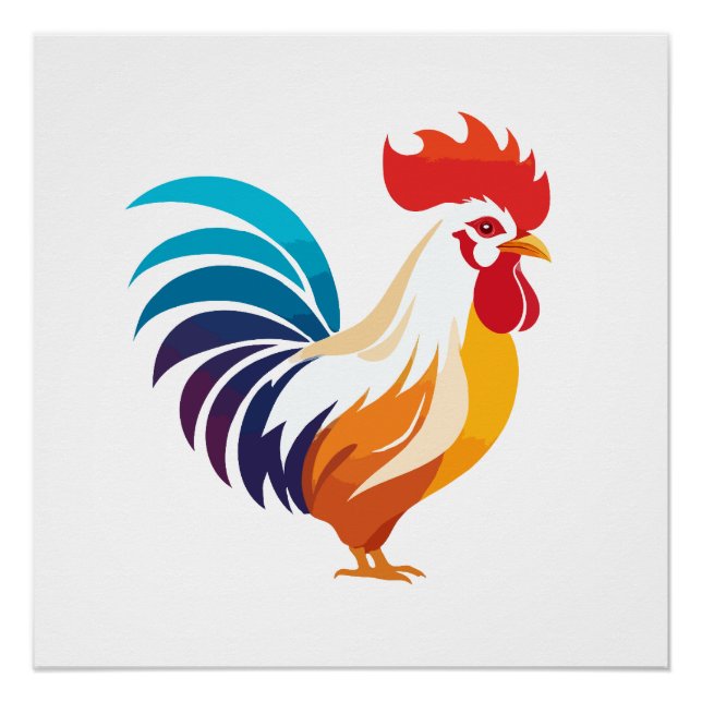Poster Rooster Vector Art Animal Moderne Urbain Graphique (Devant)
