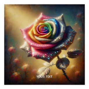 Poster Rose arc-en-ciel à Imaginaire mou Bejeweled