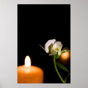 Poster Rose blanche et bougie