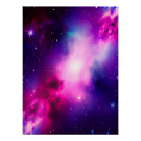 Poster rose bleu Nebula Galaxy Art brillant