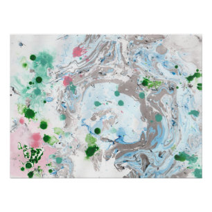 Poster Rose Bleu Vert Blanc tendance Art Abstrait moderne