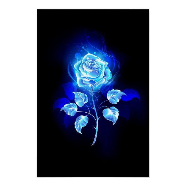 Poster Rose Bleue Brûlante (Devant)