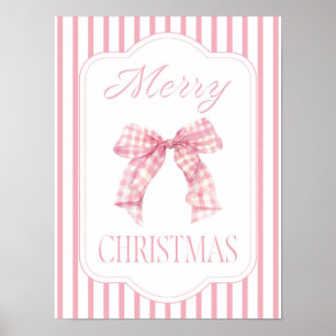 Poster rose Bow Joyeux Noël