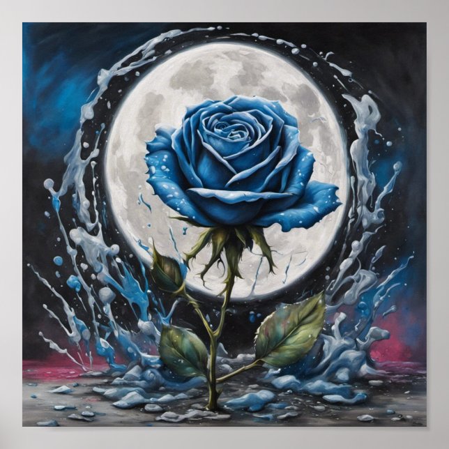 Poster Rose de la Lune bleue (Devant)