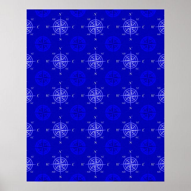 Poster Rose des vents nautique (Devant)