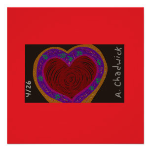 Poster Rose en forme de cœur avec rivière violette
