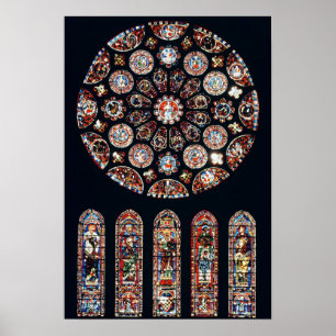 Poster Rose et lancet fenêtres de la paroi sud