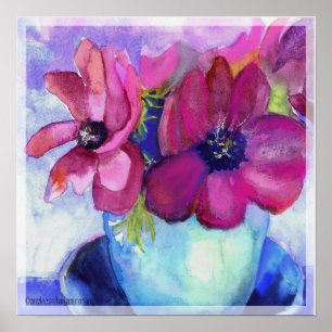 Poster rose et pourpre d'anémone