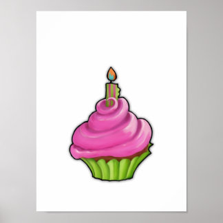 Poster rose et vert Cupcake