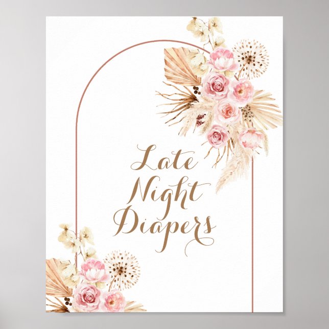 Poster rose Floral Boho Late Night Diapés (Devant)