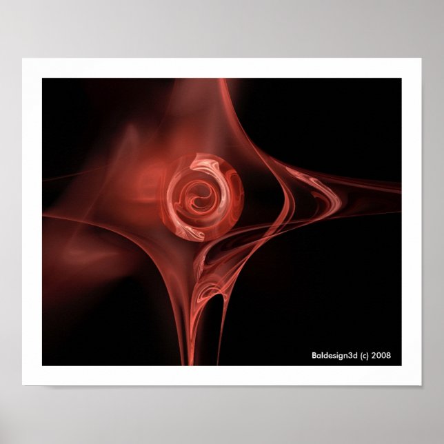 Poster ROSE FRACTAL, brun rouge (Devant)