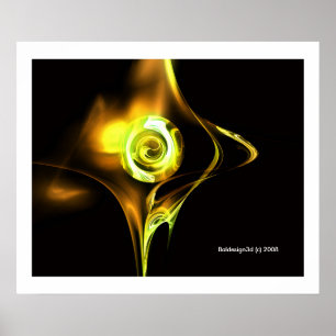 Poster ROSE FRACTALE, jaune marron