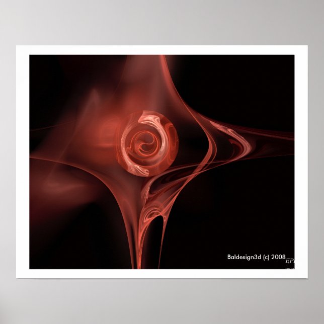 Poster ROSE FRACTALE, rouge brun (Devant)