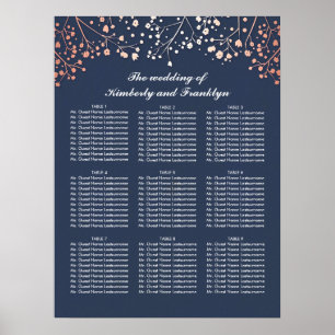 Poster Rose Gold Baby's Breath Mariage Seating Chart