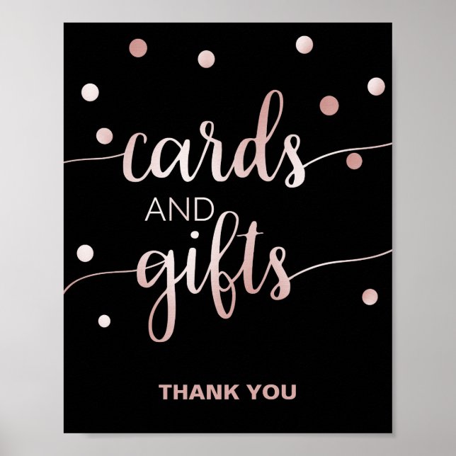 Poster Rose Gold et Noir | Cartes et Cadeaux Confetti Gla (Devant)