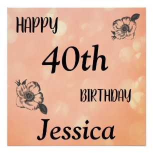 Poster Rose Gold personnalisé Joyeux 40e anniversaire