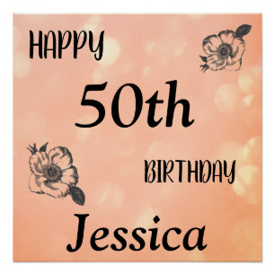 Poster Rose Gold personnalisé Joyeux 50e anniversaire