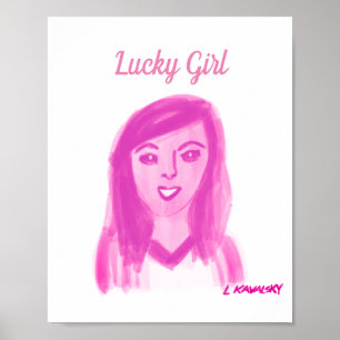 Poster rose jolie fille chanceuse