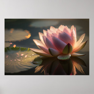 Poster rose Lotus dans la lumière du matin