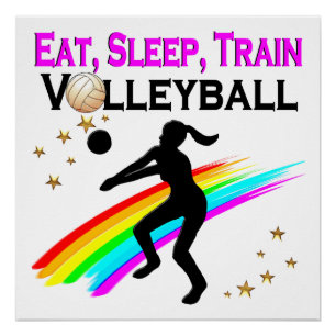 POSTER ROSE MANGER, DORMIR, VOLLEYBALL DE TRAIN