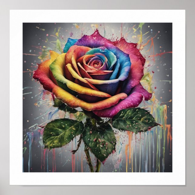 Poster Rose multicolore (Devant)