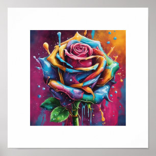 Poster Rose multicolore
